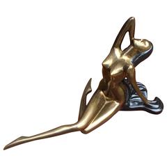 1960s French Brass Nude Women Sculpture