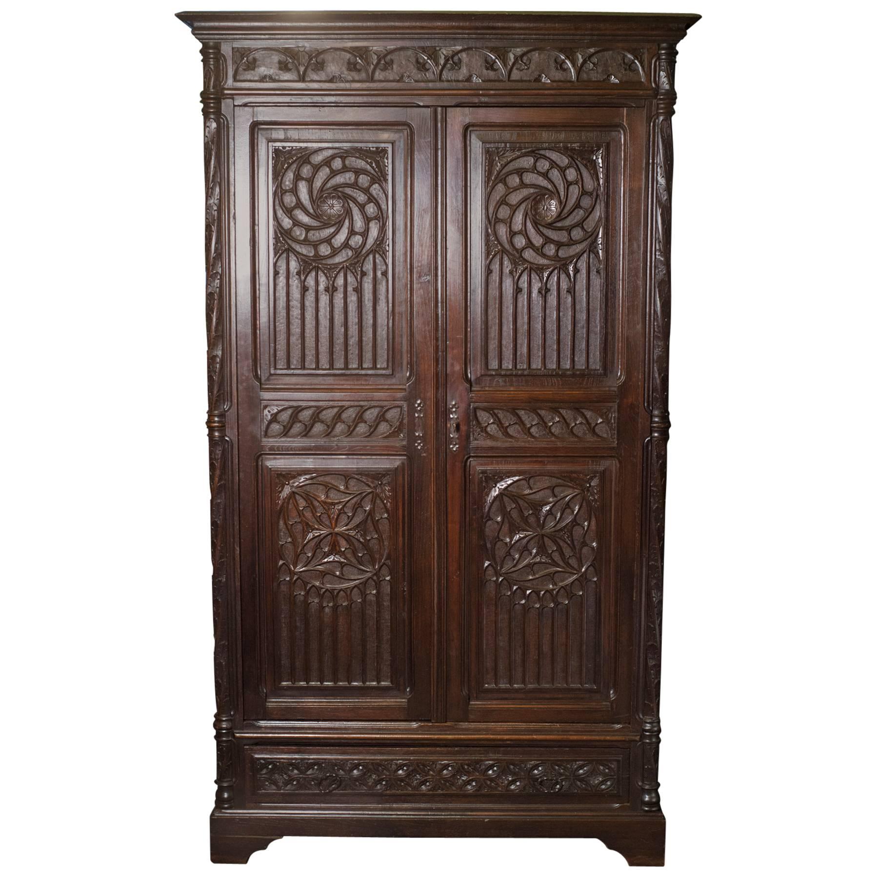 19th Century French Gothic Cabinet Armoire