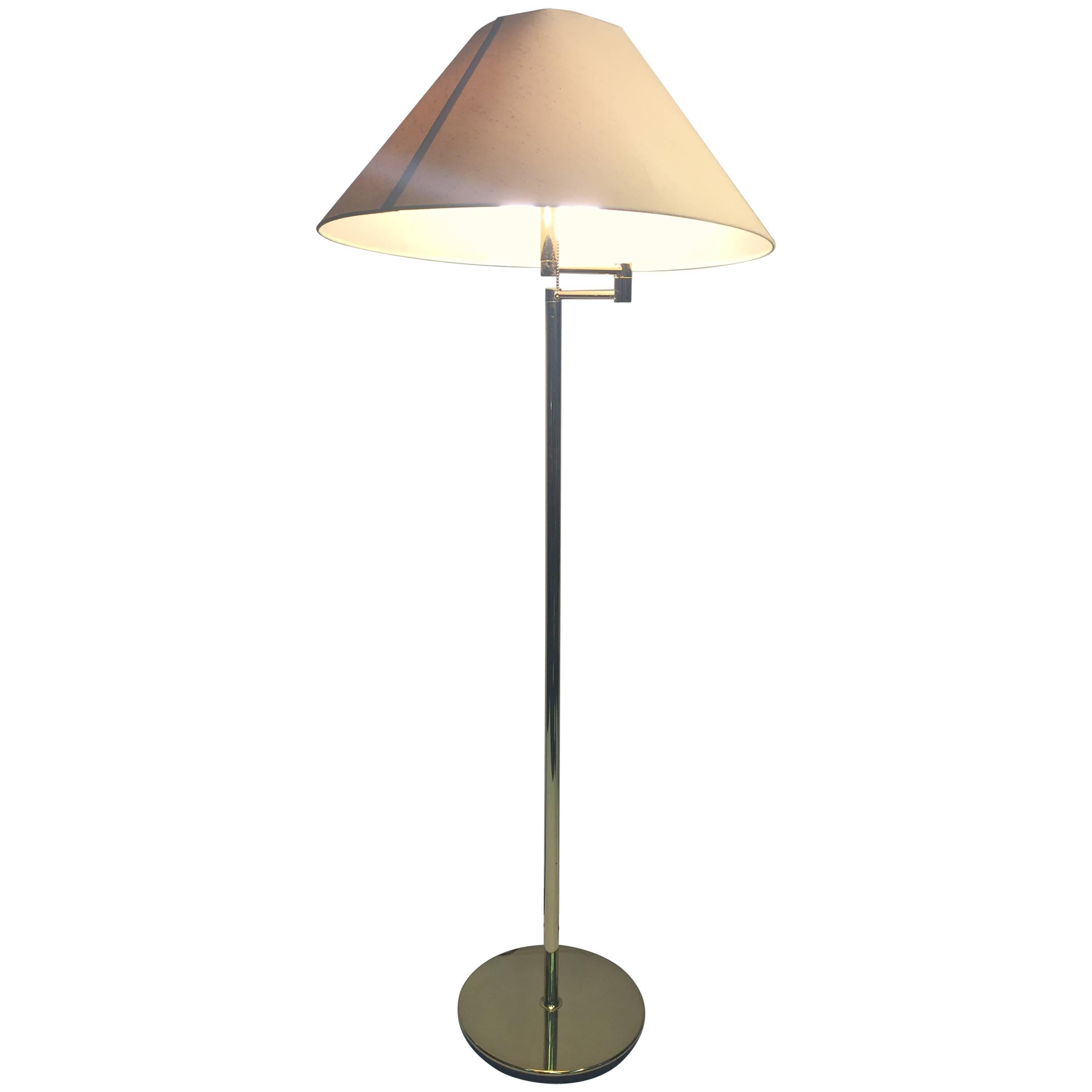 Exceptional Italian Brass Floor Lamp in the Manner of Cedric Hartman, circa 1970 For Sale