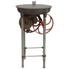Sculptural Industrial Side Table with Gear Mechanism