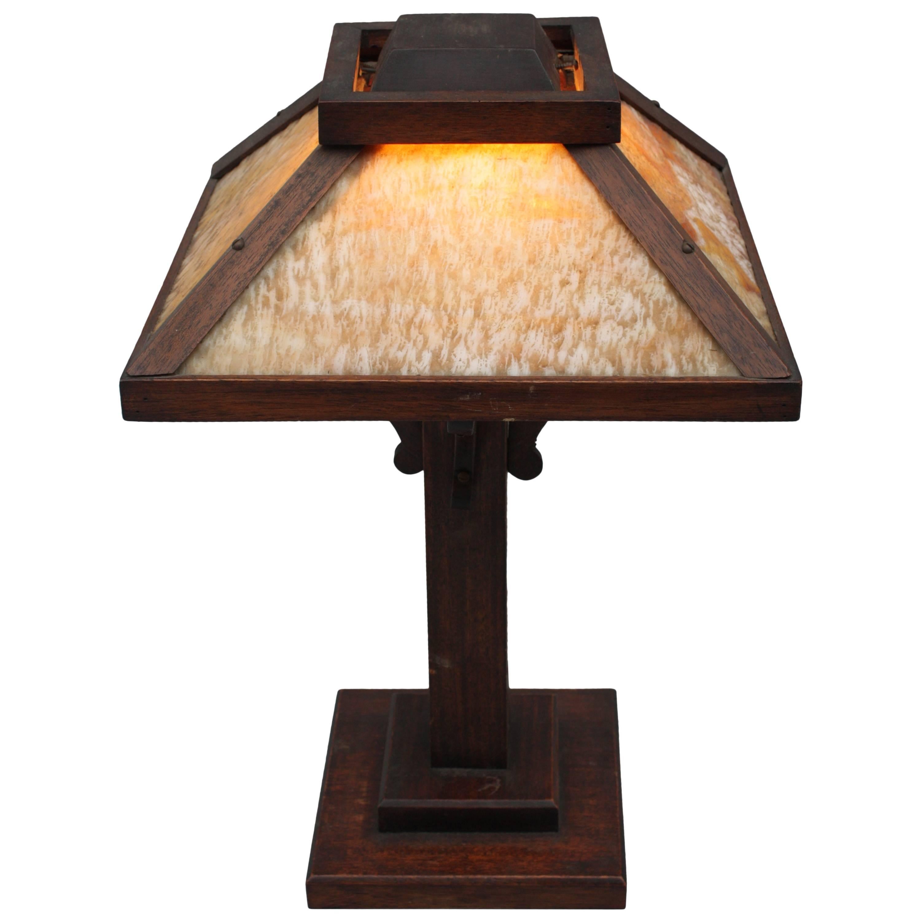 Arts & Crafts Period Oak Table Lamp