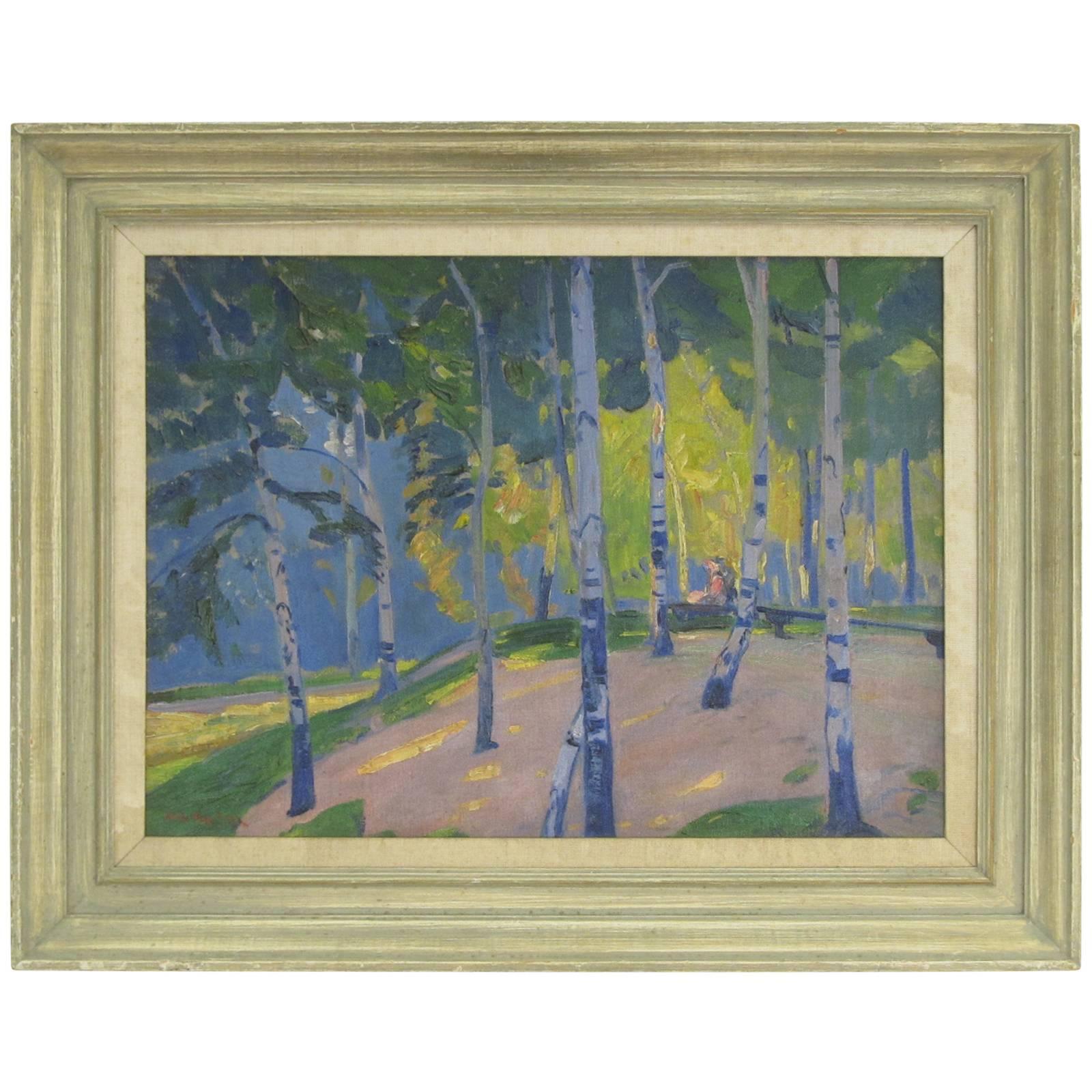  Landscape Oil on Canvas by Henry George Keller For Sale