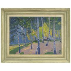 Vintage Landscape Oil on Canvas by Henry George Keller