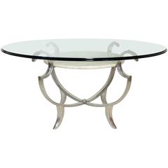 Henredon Silvered Iron, Marble and Glass Top Multi-Tier Cocktail Table