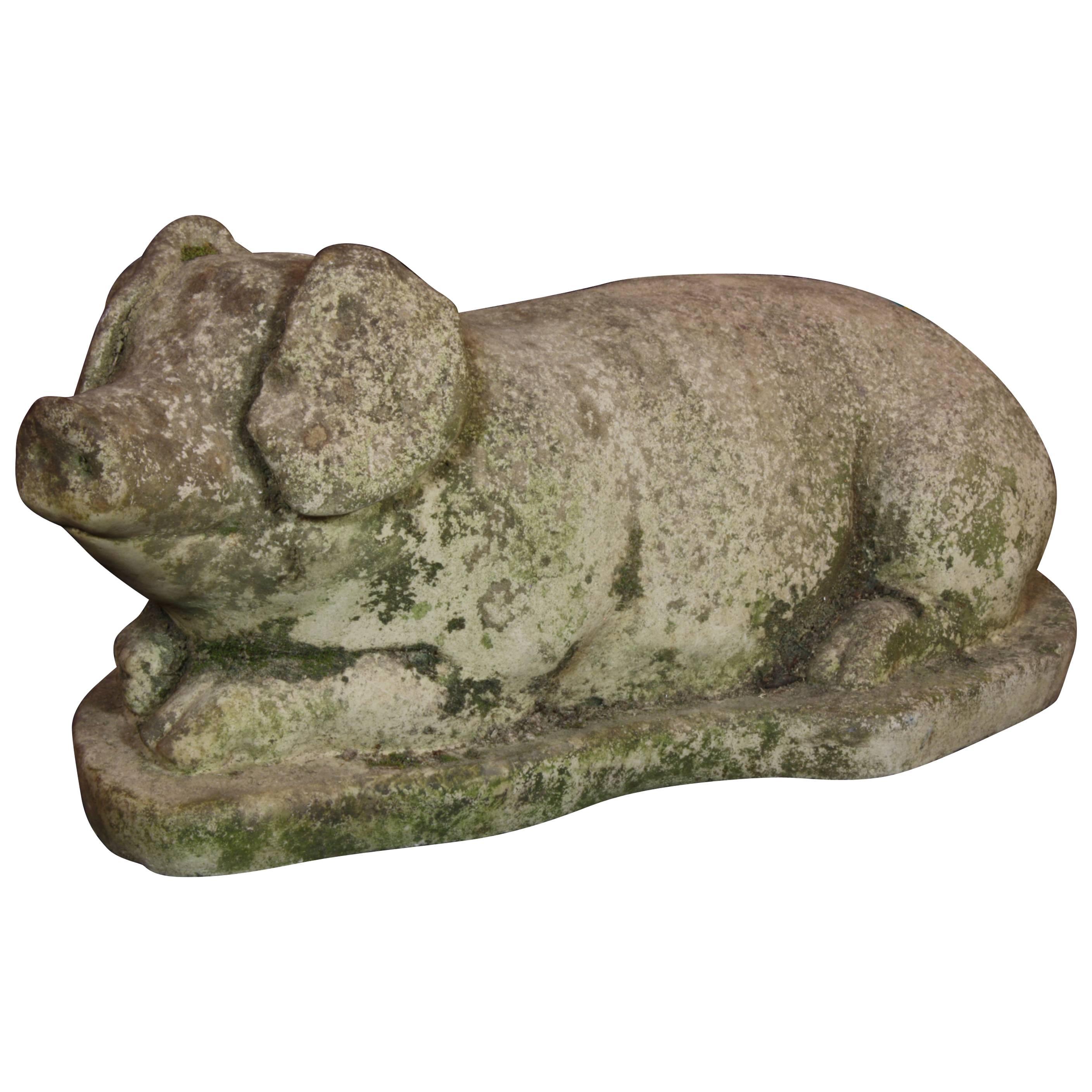 French Garden Pig in Cast Stone