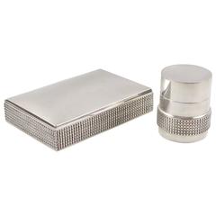 Vintage French Silver Plate Decorative Box Set of Two Pieces, circa 1930s