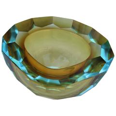 Murano Sommerso Faceted Geode Bowl