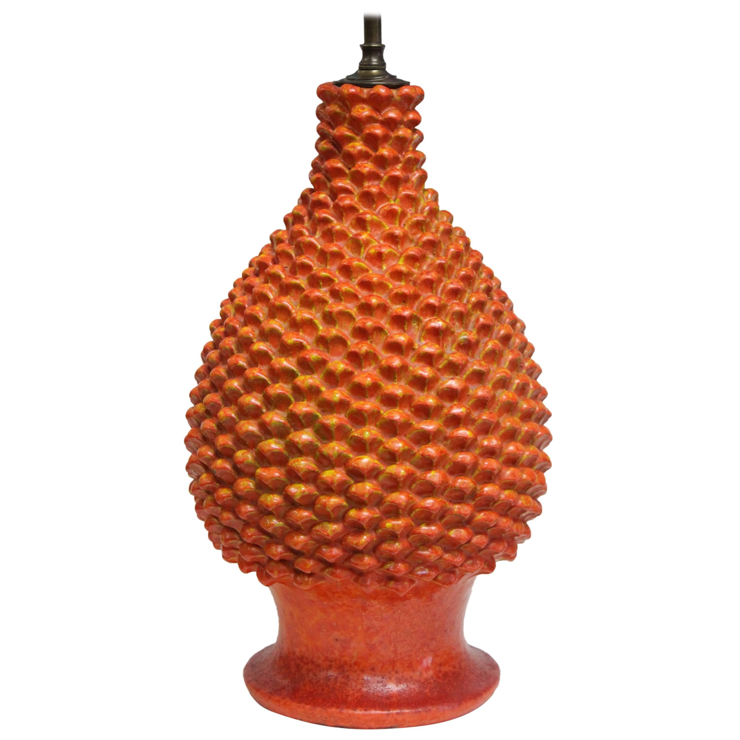 Fantoni Lamp, Orange Pineapple Design
