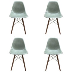 Four Herman Miller Eames Seafoam Dining Chairs