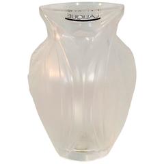Vintage Lalique France Frosted and Raised Crystal Bud Vase