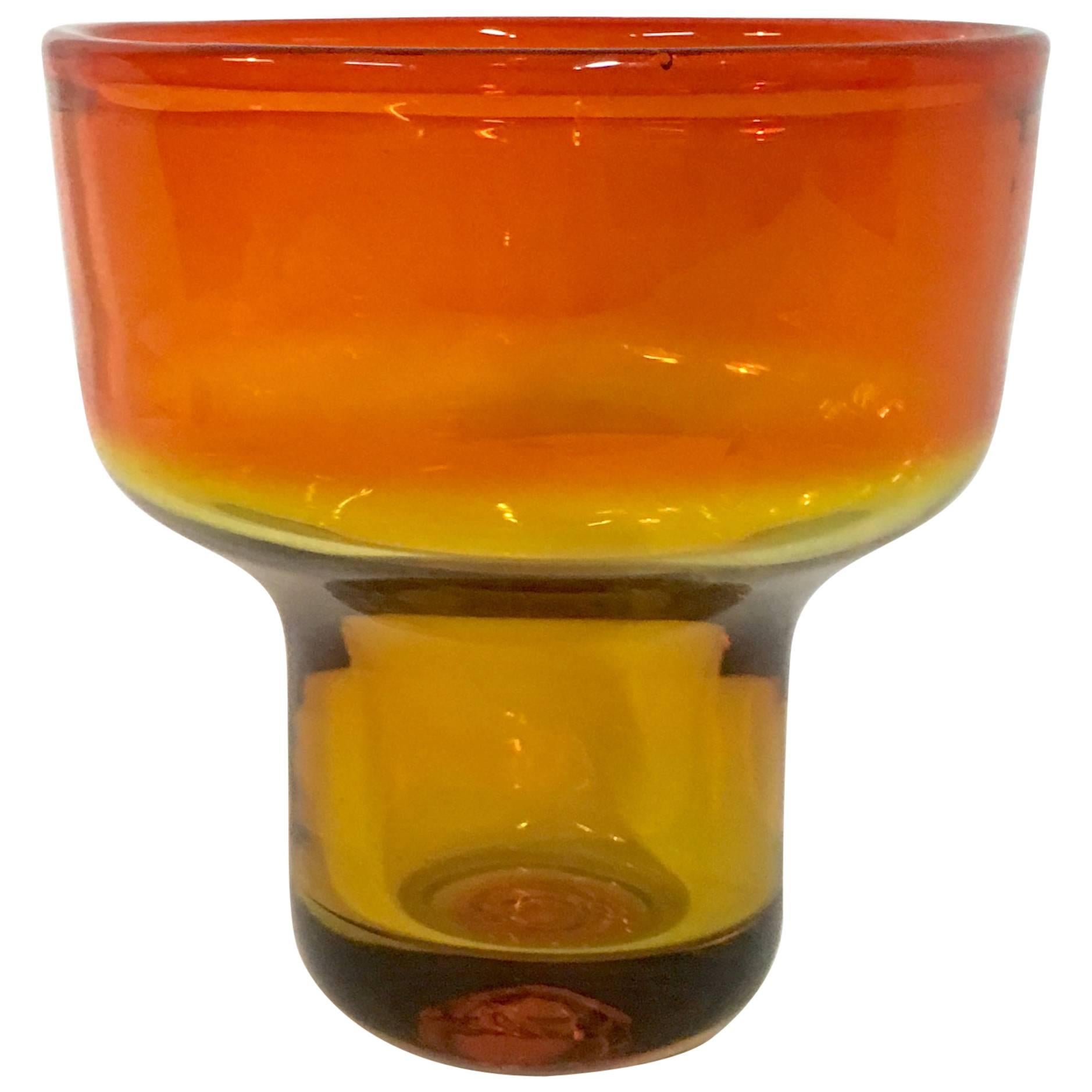 1950'S Blenko Modern Tangerine Amberina Bowl or Vase