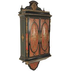Late 19th Century Napoleon III Hanging Cabinet Boulle Style Turtle Brass 12