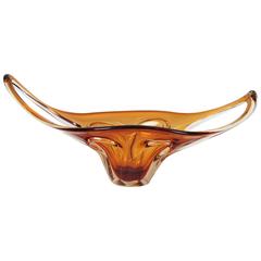 Extra Large 26 Inches Archimede Seguso Amber Murano Glass Sommerso Centerpiece