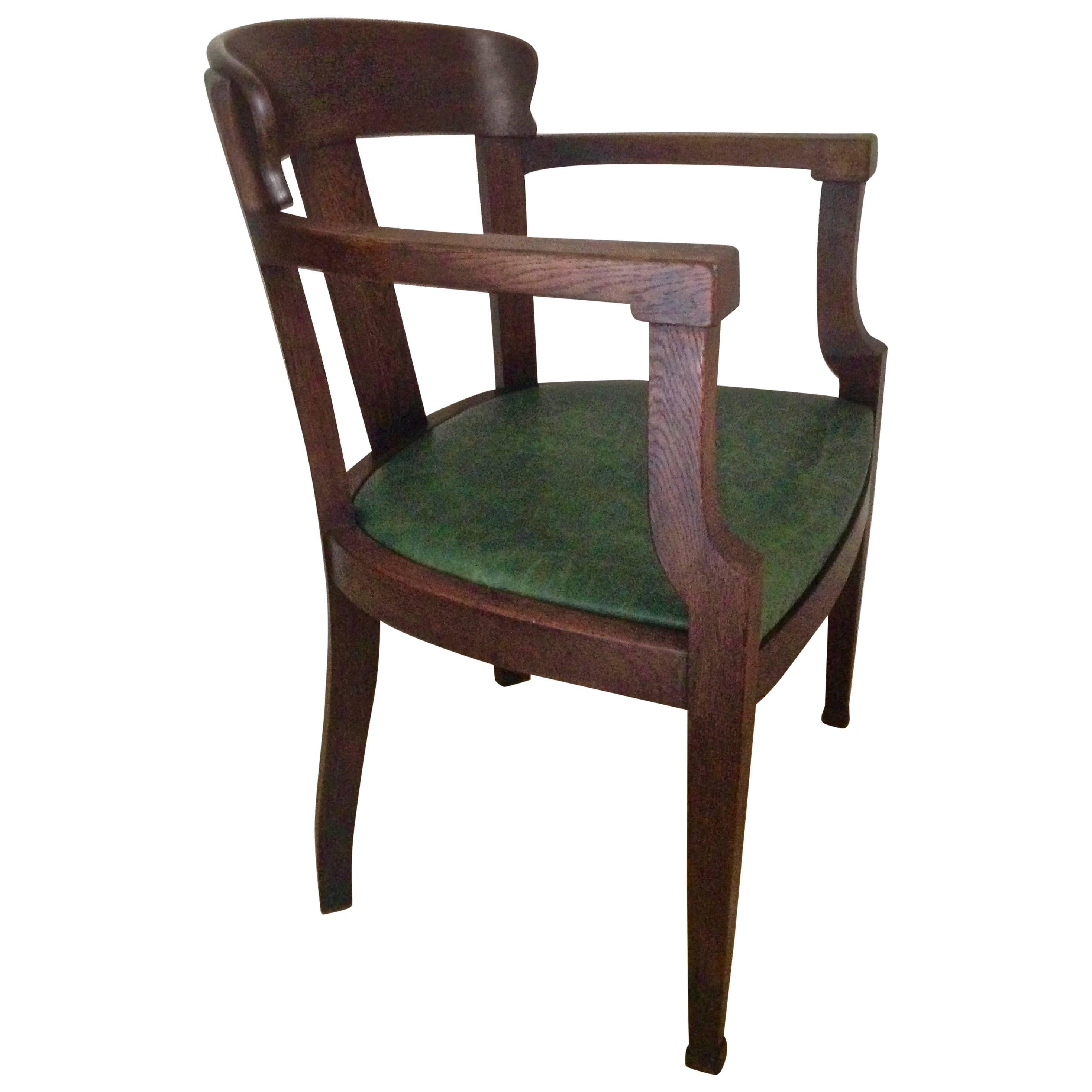 Early Solid Oak Art Deco Desk Chair
