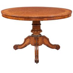 Antique English 19th Century Georgian Oak Centre Table with Leaf Inlay