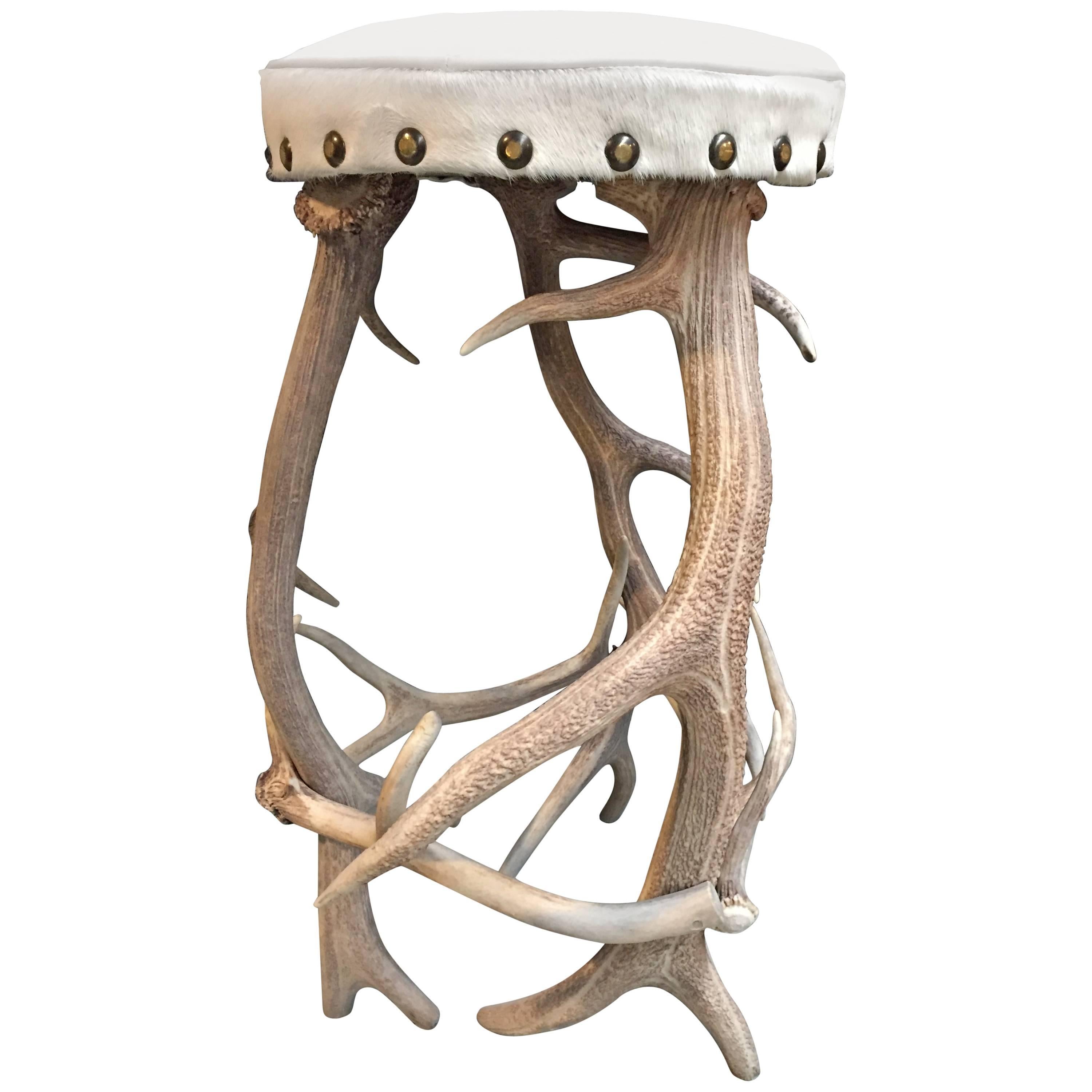 4 x Antler Bar Stool with cowhide upholstery