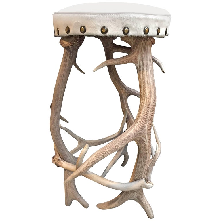 4 x Antler Bar Stool with cowhide upholstery at 1stDibs antler bar