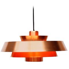 Jo Hammerborg 'Nova' Pendant Solid Copper Danish Design Lamp, 1960s