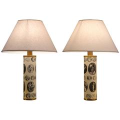 Pair of Fornasetti Cameo Lamps