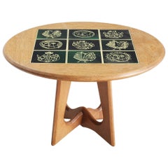 Guillerme & Chambron Coffee Table in Oak with Ceramic Tiles