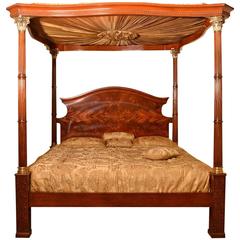 Huge Super King Mahogany Four Poster Bed With Silk Canopy 10