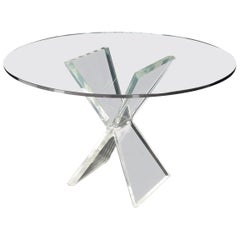 Lucite X-Base Base Gueridon Center Dining Table