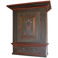 Small Antique Cabinet in Painted Pinewood, 1843