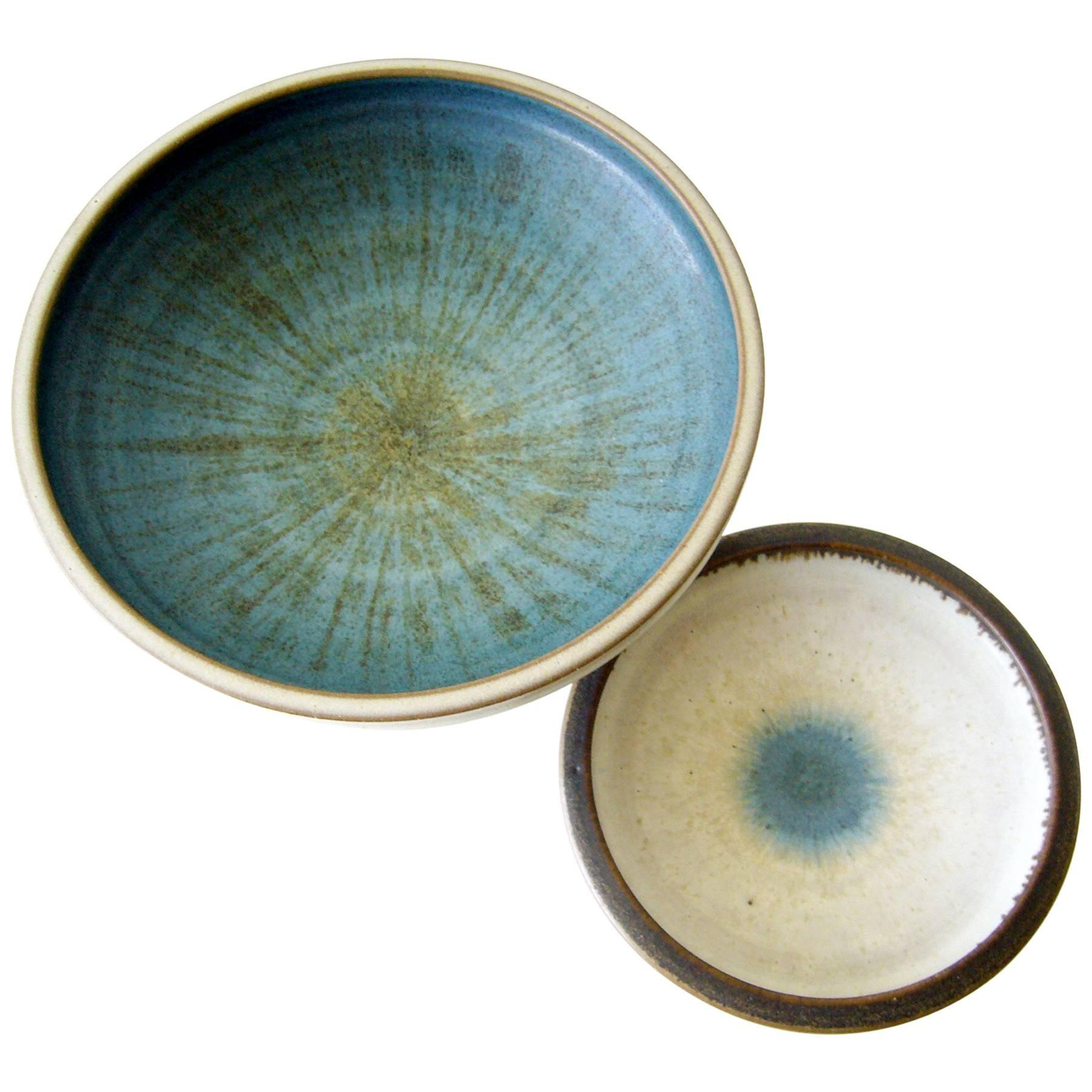 Rupert Deese Pair of Stoneware Compotes