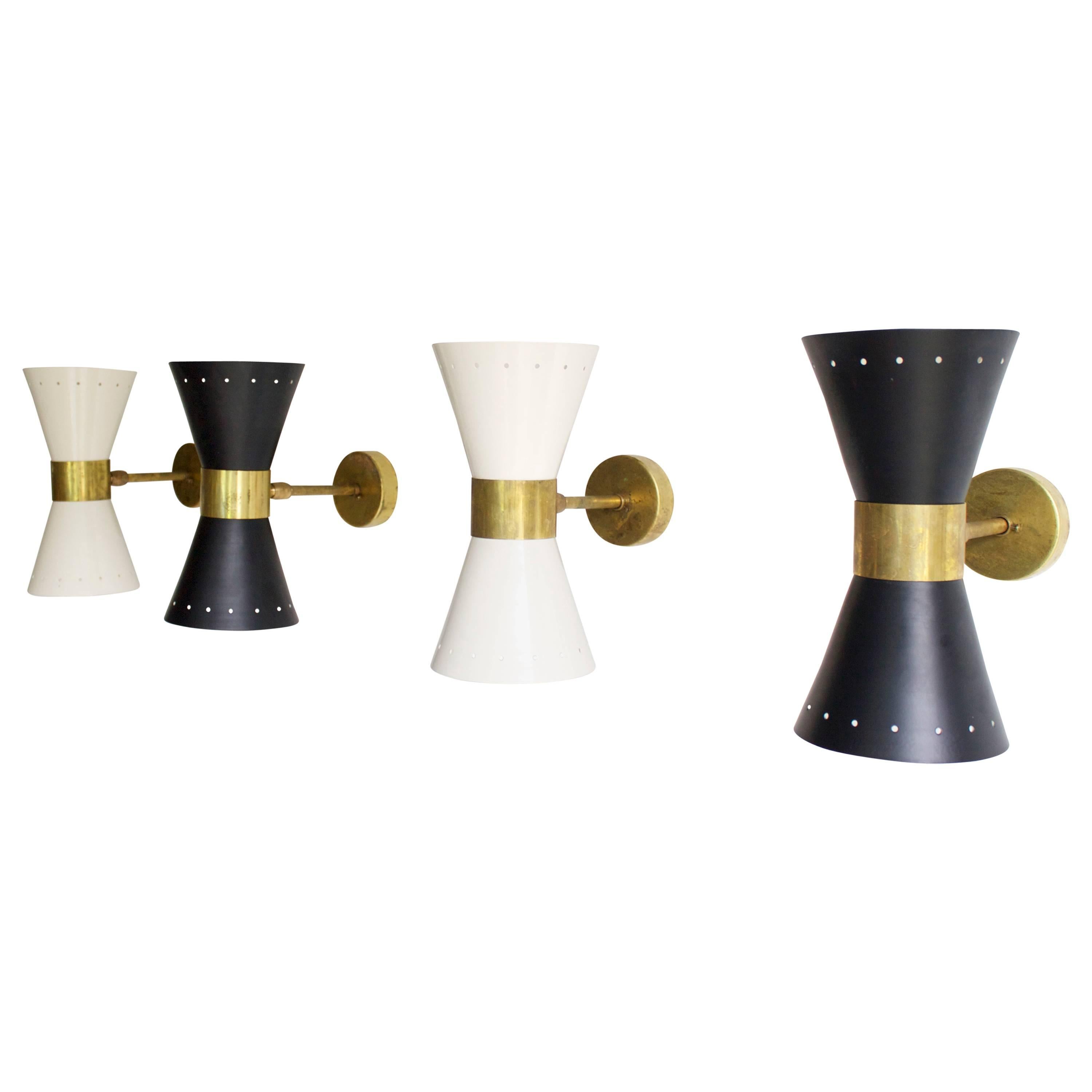 Four Diabolo Shaped Sconces in the Style of Stilnovo