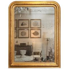 Antique Louis Philippe Mirror with Pearl Detail Perimeter