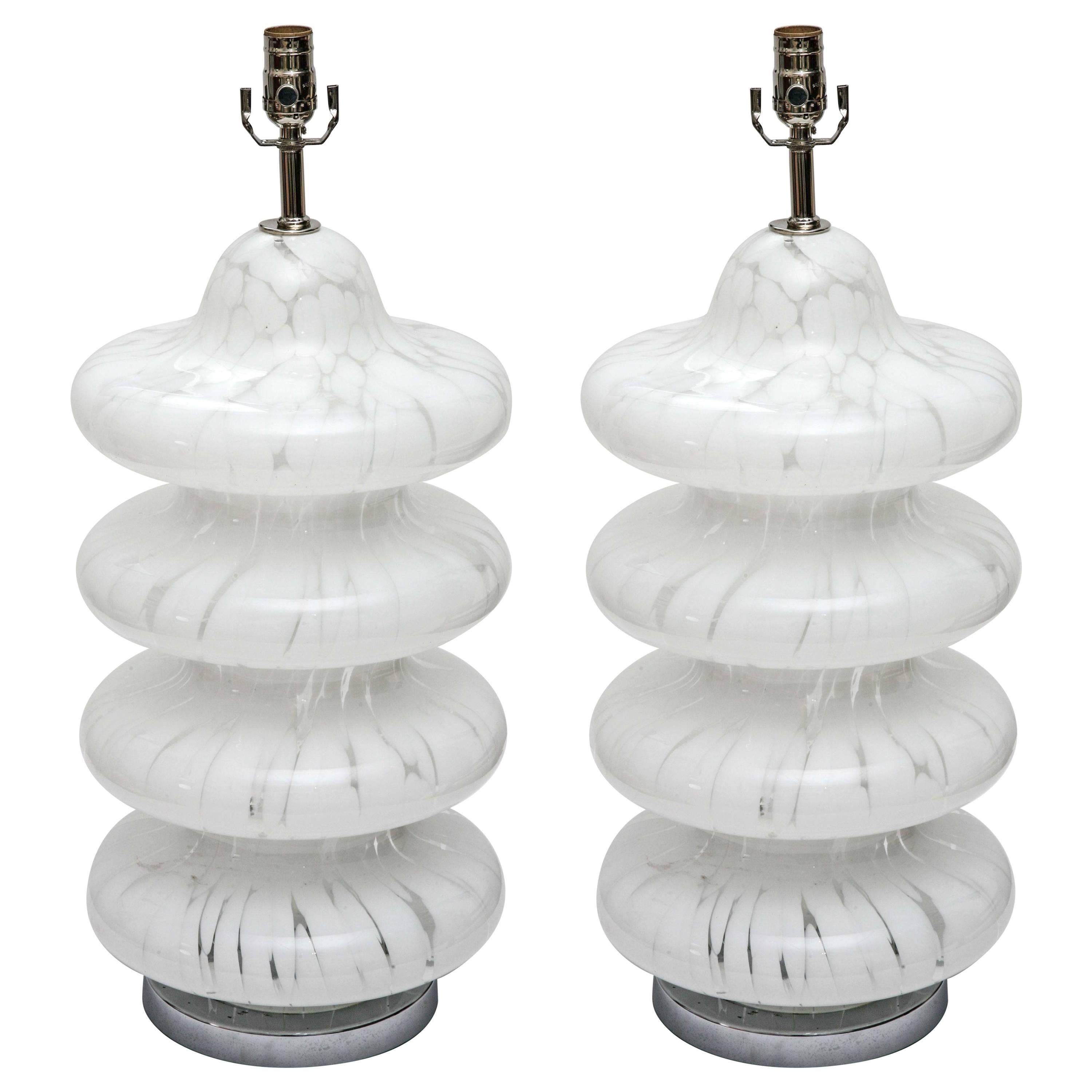 Pair of Vintage Murano Glass Lamps