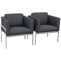 Pair of Thayer Coggin Chrome Frame Upholstered Club Chairs 11