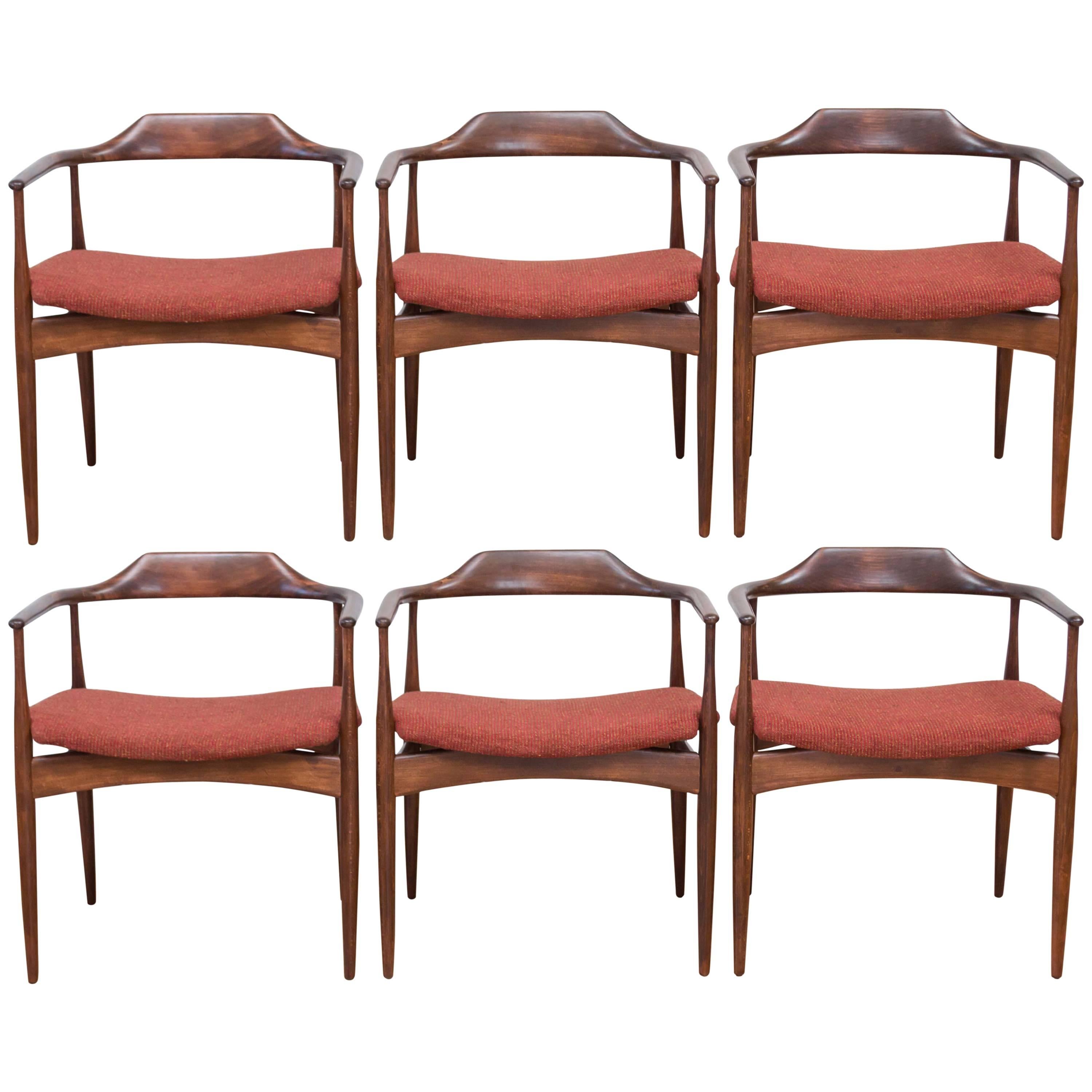 Six-Piece Set of Dining Chairs by Ib Kofod-Larsen for Selig