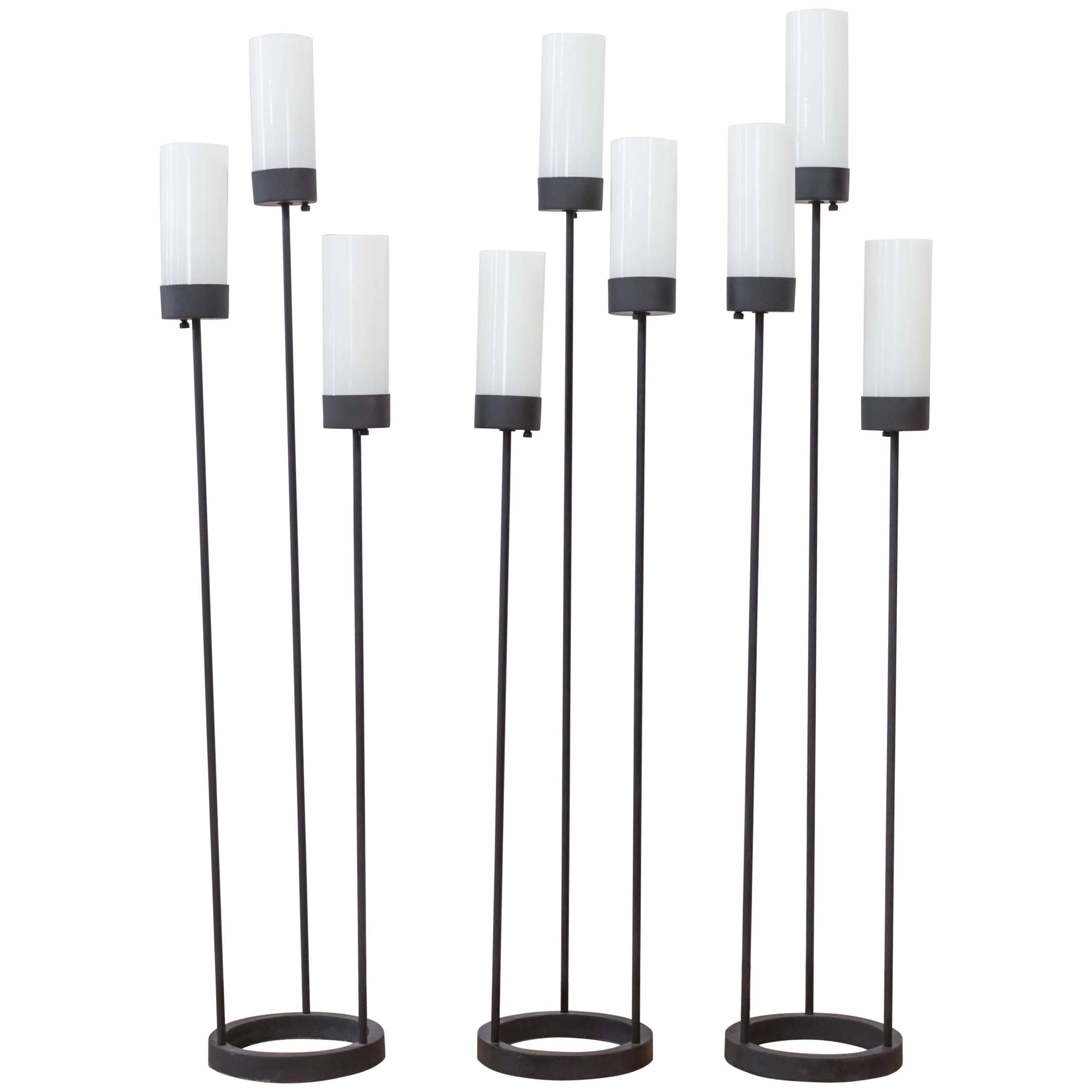 Black Cast Iron Three-Stem Floor Lamp(s) by Robert Bulmore For Sale