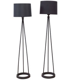 Black Cast Iron Tripod Floor Lamp by Robert Bulmore