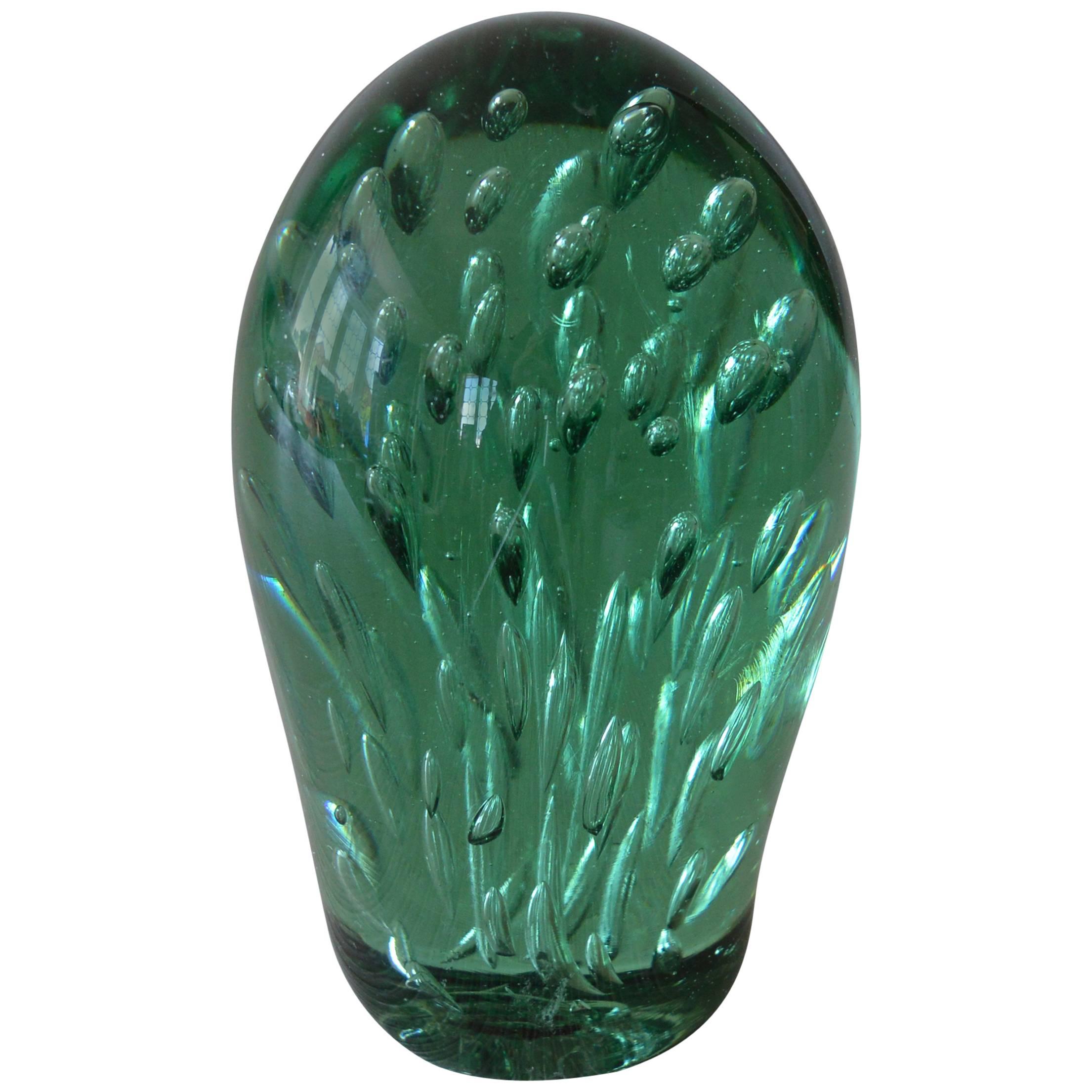 Striking Antique Green Glass Sculpture, English, 19th Century