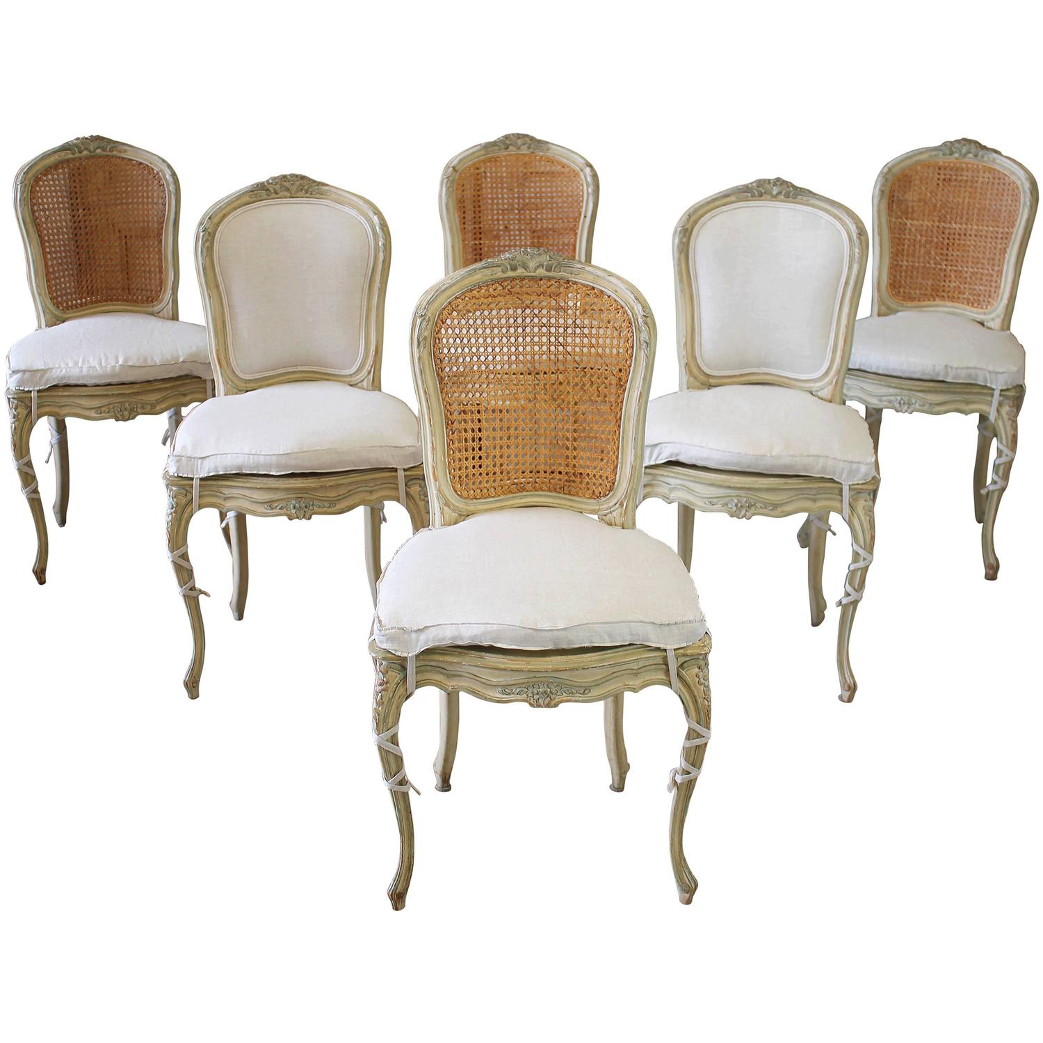 19th Century Louis XV Antique French Cane Dining Chairs With