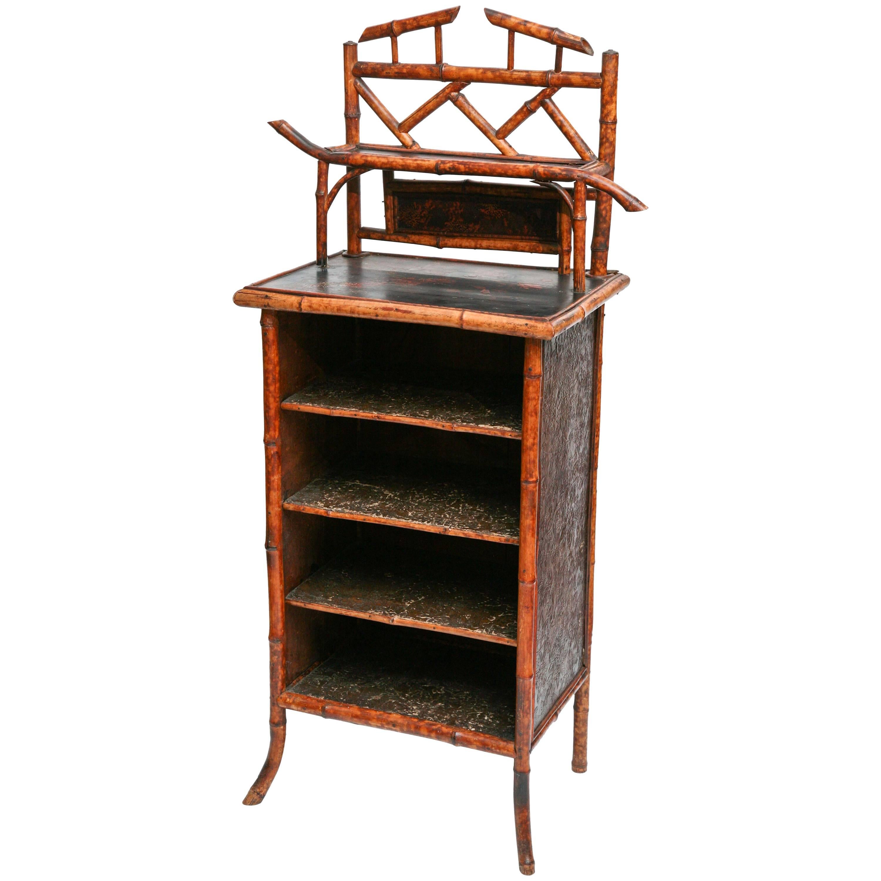 Elaborate 19th Century Bamboo Music Cabinet/Bookcase