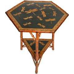 Antique Whimsical Bamboo "Dragonfly" Table