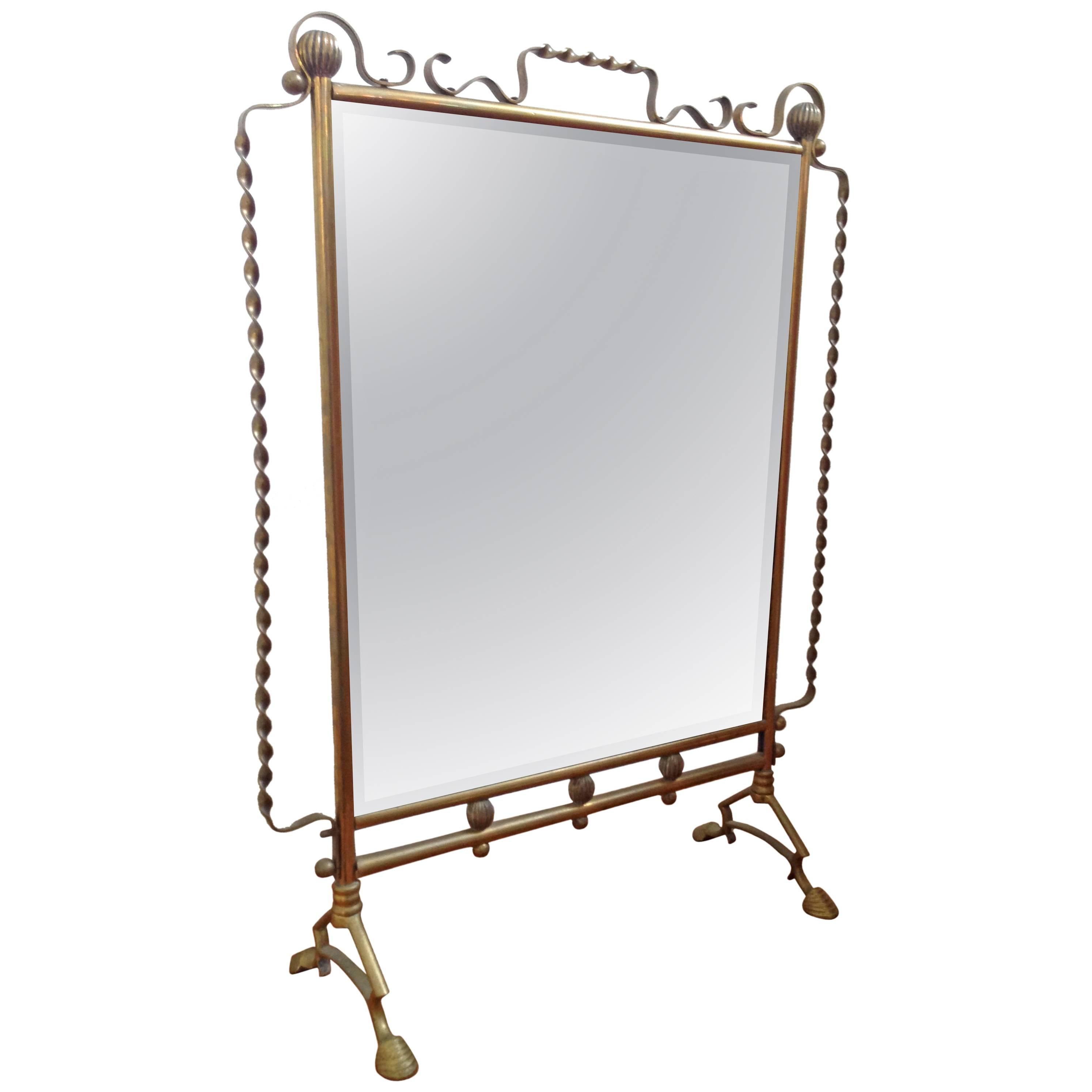 French Mirrored Fire Screen in the Style of Raymond Subes or Gilbert Poillerat For Sale