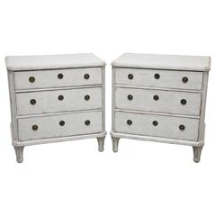 Pair of Antique Swedish Gustavian Painted Chests, Late 19th Century