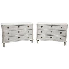Pair of Antique Swedish Gustavian Large Painted Chests, Late 19th Century