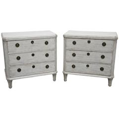 Pair of Antique Swedish Gustavian Painted Chests, Late 19th Century
