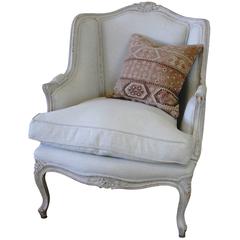 Painted Louis XV Style Bergere Chair in Soft Grey