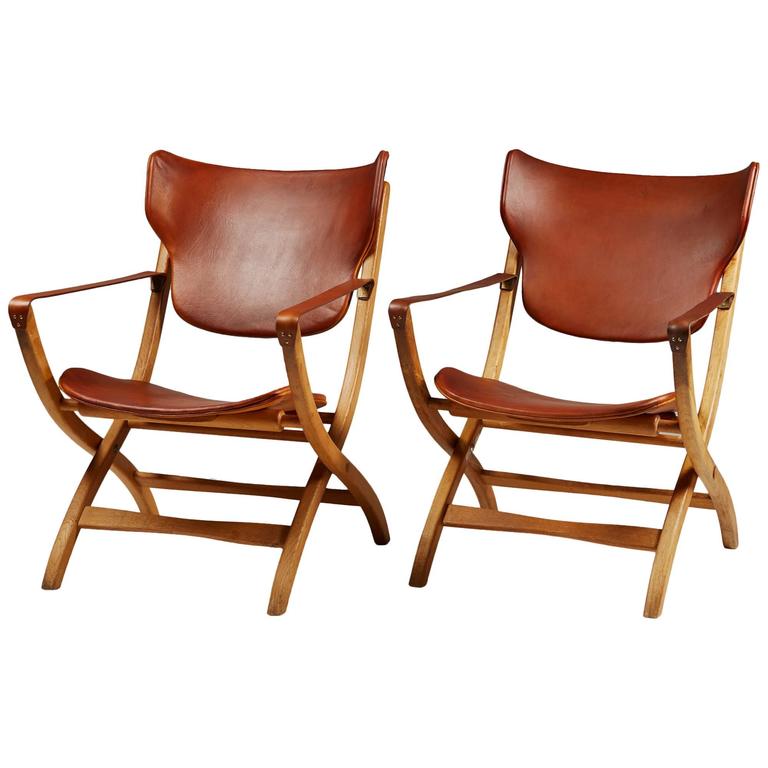 Pair of Folding Armchair “Egyptian Chair” Designed by Poul Hundevad