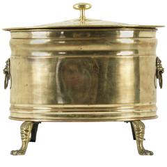 Antique Brass Fireplace Coal Scuttle, Scotland, 1870