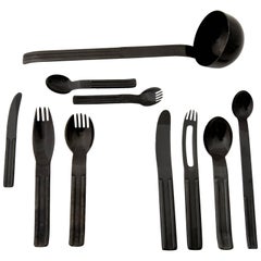 Carl Auböck Black Flatware CULINAR, 12 People, 81 Pieces, Collini Austria, 1979