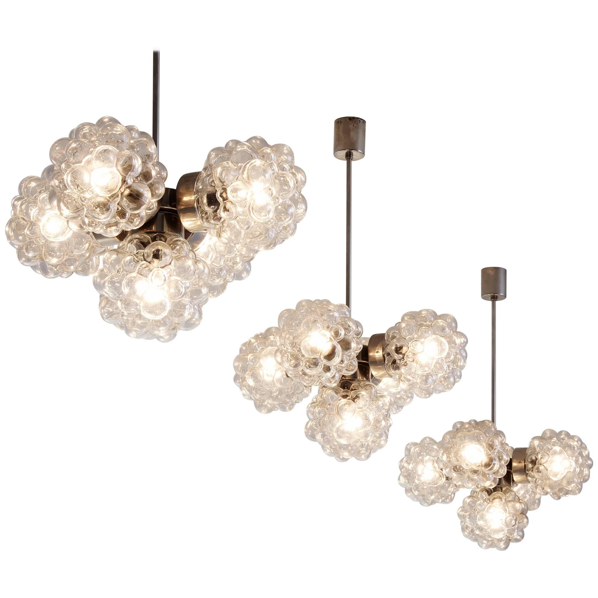 Large Set of Chandeliers with Structured Glass By H. Tynell