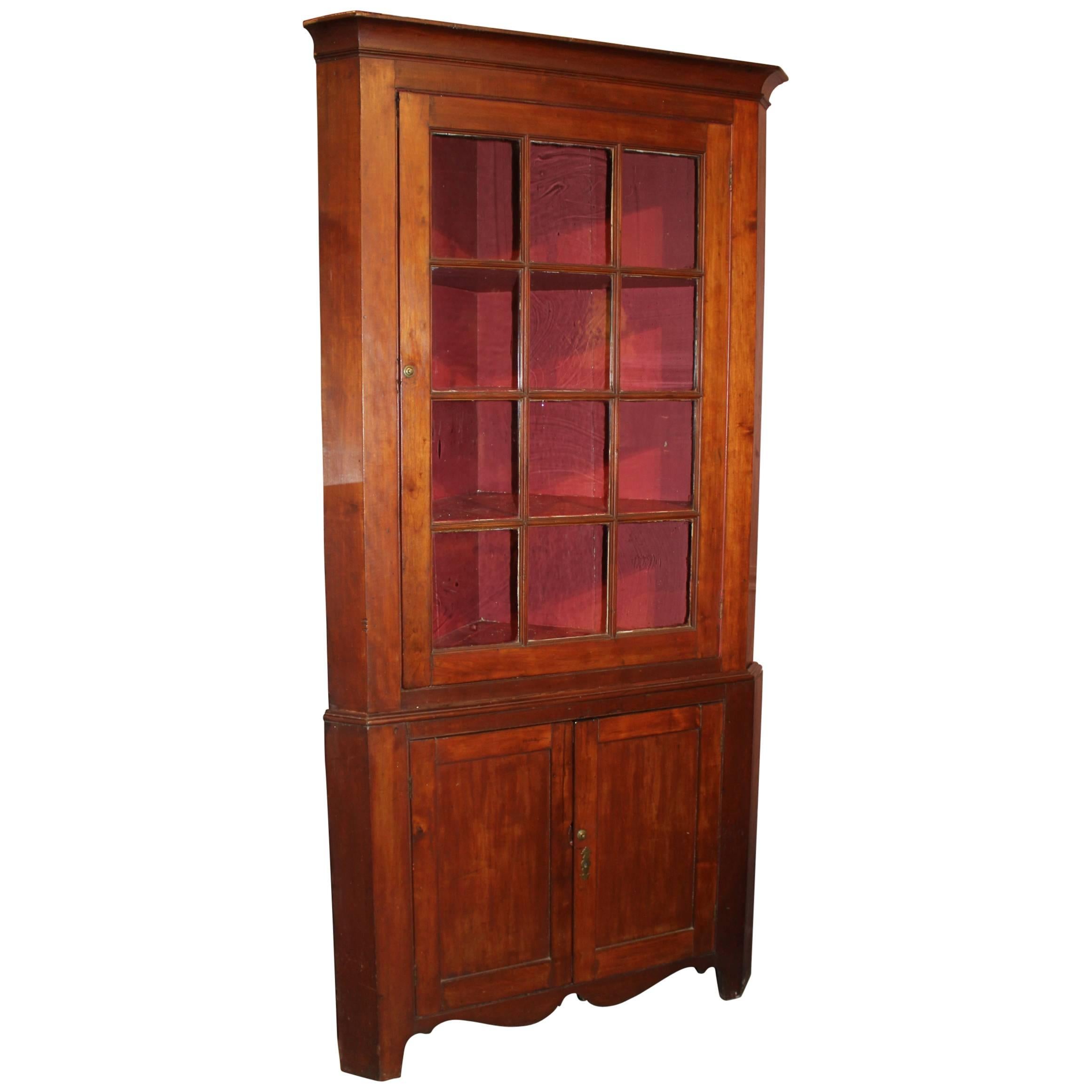 Federal Period Cherry Corner Cupboard with Glazed Door, circa 1820