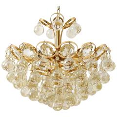 Palwa Chandelier, Gilt Brass and Amber Tone Glass, 1960s 9